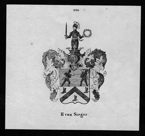 von Sieger Wappen Adel coat of arms heraldry Heraldik Lithographie