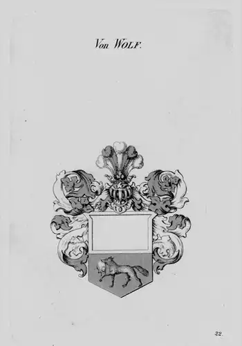 Von Wolf Wappen Adel coat of arms heraldry Heraldik crest Kupferstich