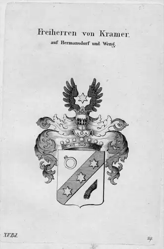 Kramer Wappen Adel coat of arms heraldry Heraldik crest Kupferstich