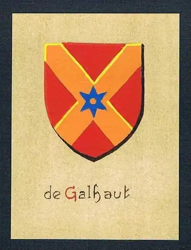19. / 20. Jh. - de Galhaut Blason Aquarelle coat of arms Wappen Heraldik