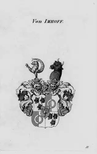 Von Imhoff Wappen Adel coat of arms heraldry Heraldik crest Kupferstich