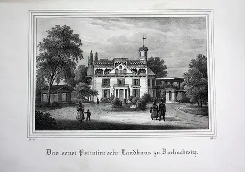 Zschachwitz Dresden putiatinische Landhaus Besucher Sachsen Lithographie