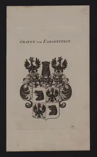 Grafen von Egloffstein Wappen coat of arms Genealogie Heraldik Kupferstich