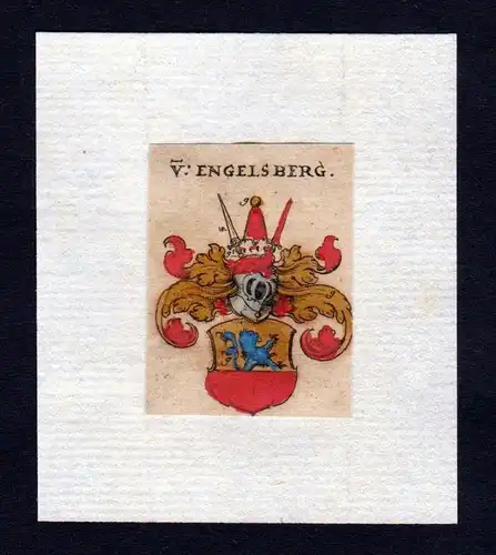 17. Jh von Engelsberg Wappen coat of arms heraldry Heraldik Kupferstich