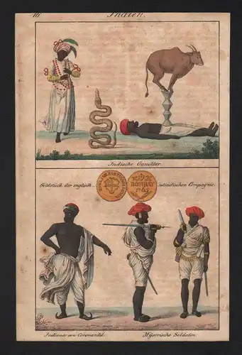 - India Hindu Hinduism Gaukler Coromandel natives costumes Lithograph