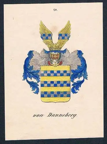 von Danneberg Original Wappen Lithographie coat of arms Heraldik