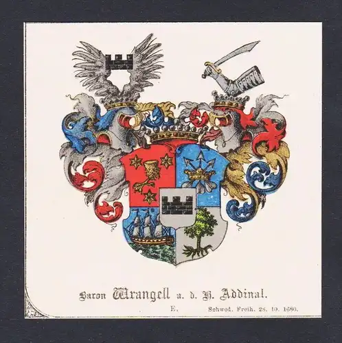 . von Wrangell Addinal Wappen Heraldik coat of arms heraldry Litho
