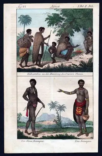 - Hottentots Khoikhoi costumes Africa handcolored litho