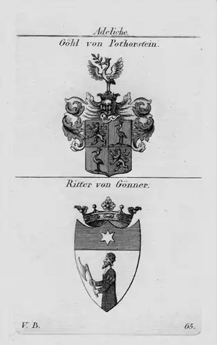 Göhl Pothorstein Gönner Wappen Adel coat of arms heraldry Kupferstich