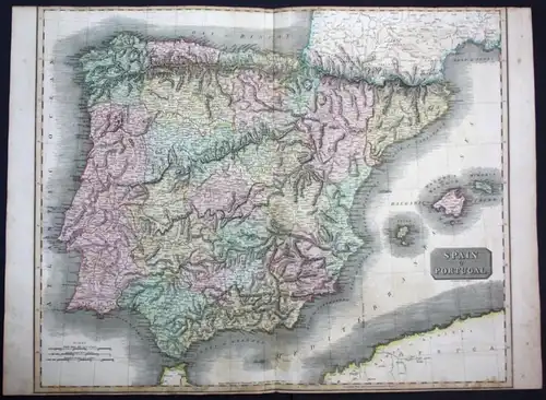 Spain & Portugal - Spain Portugal Espana Spanien map Karte Thomson Kupferstich