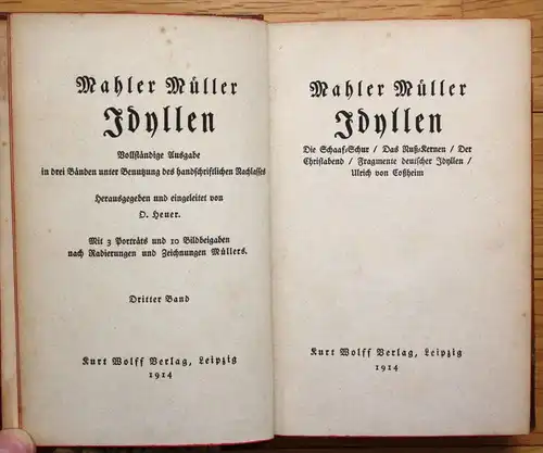 Mahler Müller Idyllen Band 3 Kurt Wolff