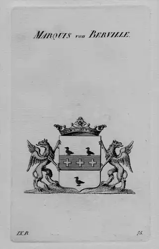 Marquis Berville Wappen coat of arms heraldry Heraldik crest Kupferstich