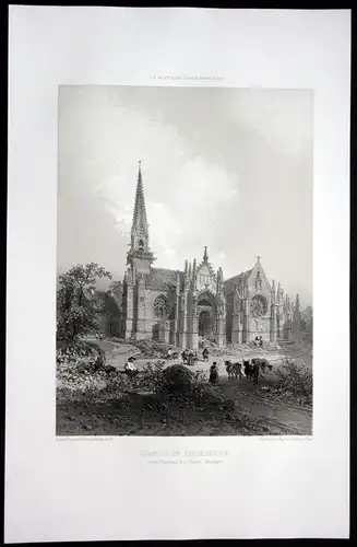 Chapelle de Kernascleden - Morbihan Bretagne Frankreich France Lithographie