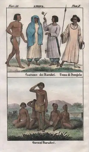 - Angola Africa Barabra Nubia Egypt Lithograph Negro natives