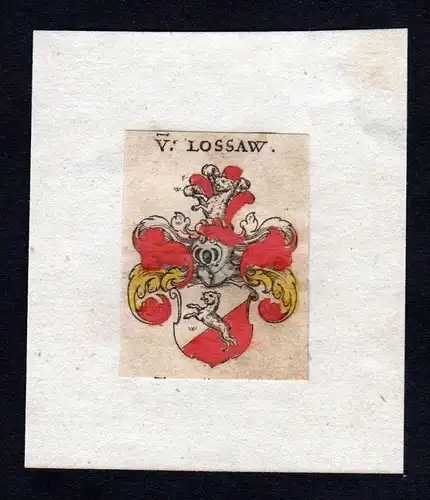 h. von Lossau Lossaw Wappen Adel coat of arms heraldry Heraldik Kupferstich