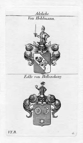 Heldmann / Edle von Hellersberg - Wappen coat of arms Heraldik heraldry Kupferstich