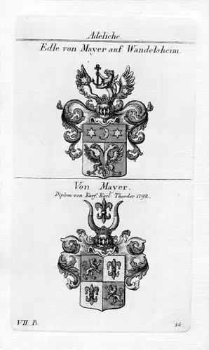 Mayer Wandelsheim Wappen coat of arms Heraldik heraldry Kupferstich