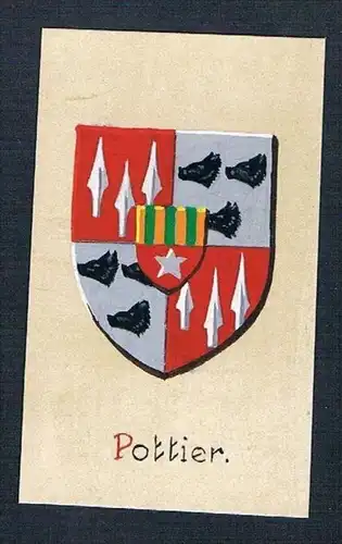 19. / 20. Jh. - Pottier Blason Aquarelle Wappen coat of arms Heraldik