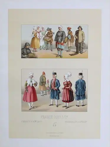 France Frankreich XVIII XIX Jh. Trachten costumes Lithographie lithograph