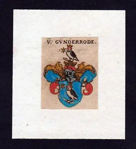 . Gunderrode Günderrode Wappen coat of arms heraldry Heraldik Kupferstich
