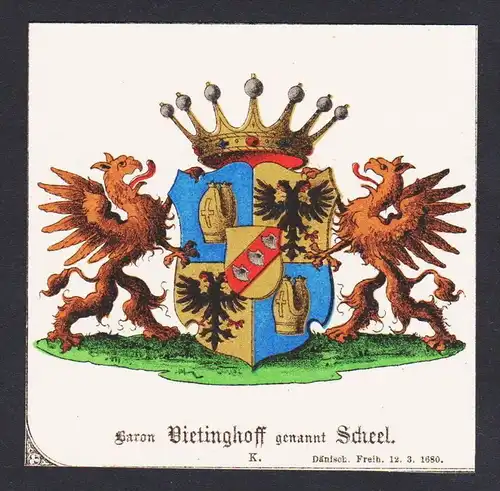 . von Vietinghoff Scheel  Wappen Heraldik coat of arms heraldry Litho