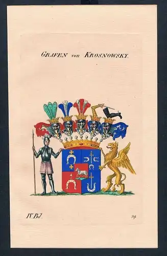 Grafen von Krosnowsky Wappen Kupferstich Genealogie Heraldik coat of arms