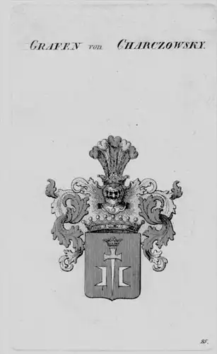 Charczowsky Wappen Adel coat of arms heraldry Heraldik crest Kupferstich