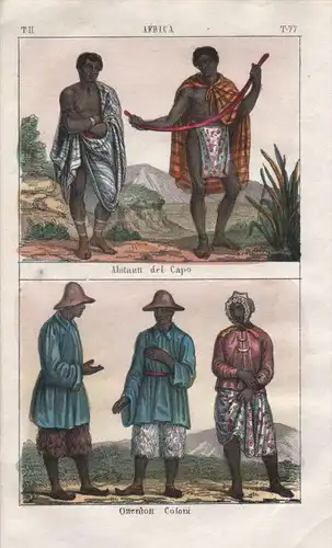 - South Africa Cape of Good Hope people costume Lithograph Negro