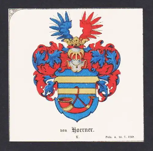 . von Hoerner Wappen Heraldik coat of arms heraldry Litho