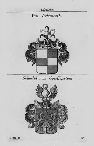 Schauroth Schedel Greiffenstein Wappen Adel coat of heraldry Kupferstich