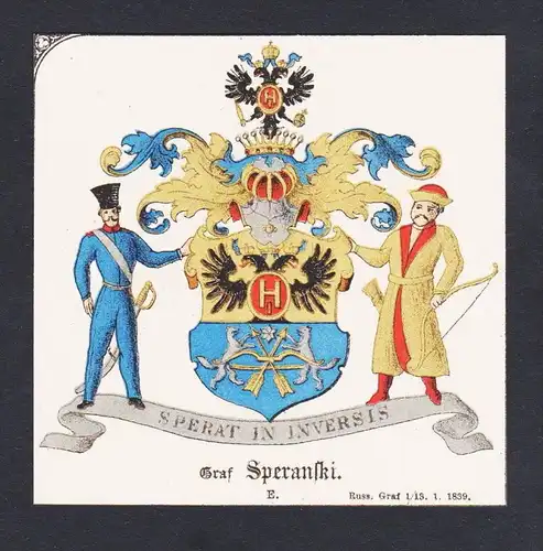 . Graf Speranski Wappen Heraldik coat of arms heraldry Lithographie