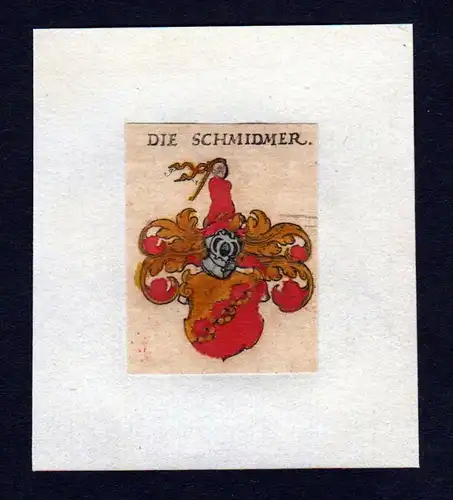 17. Jh von Schmid Schmidt Wappen coat of arms heraldry Heraldik Kupferstich