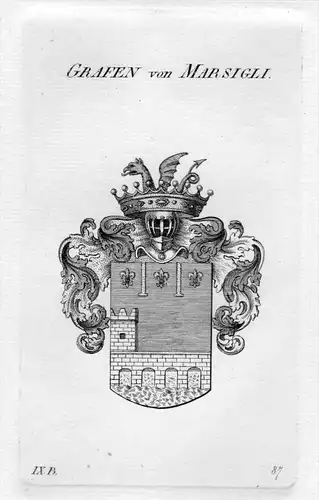 Marsigli - Wappen Adel coat of arms heraldry Heraldik Kupferstich