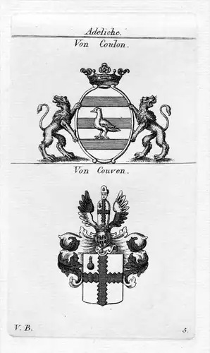 Coulon Couven - Wappen Adel coat of arms heraldry Heraldik Kupferstich