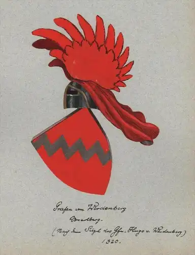 Grafen von Werdenberg Vorarlberg Wappen Genealogie genealogy Aquarell