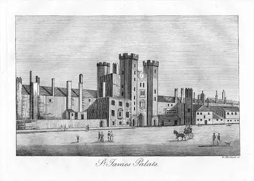 London St. James's Palace engraving Kupferstich