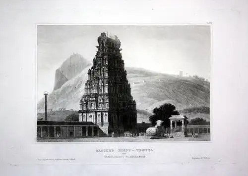 - Hindustan Hindu temple Tritchencore India steel engraving