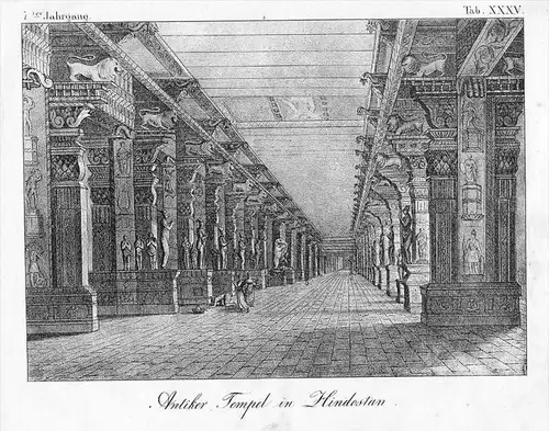 Hindostan India temple Lithographie litho