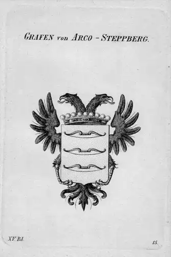 Arco-Steppberg Wappen Adel coat of arms heraldry Heraldik  Kupferstich