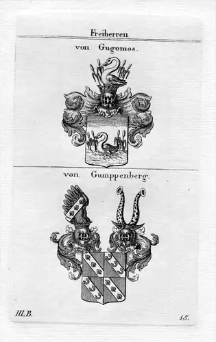 Gugomos / Gumppenberg / Bayern - Wappen coat of arms Heraldik heraldry Kupferstich