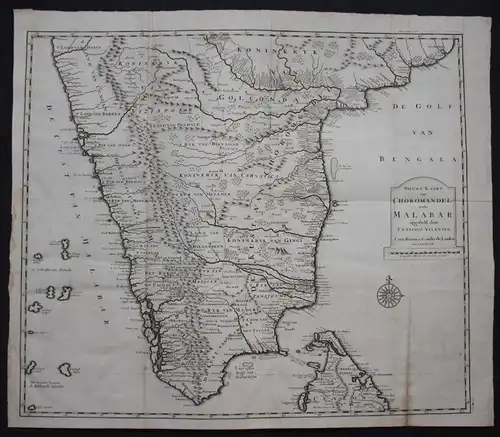 Nieuwe Kaart van Choromandel ende Malabar - India Indien Sri Lanka Ceylon map carte Asia Malabar