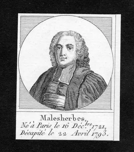 Chretien-Guillaume Lamoignon Malesherbes Staatsmann Kupferstich Portrait