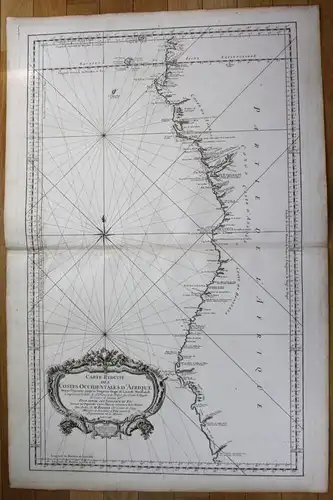 Western Africa Guinea Angola Congo Bengal nautical sea chart map Bellin