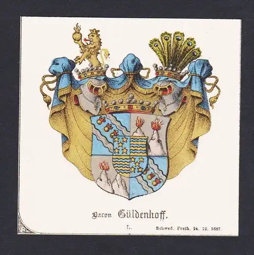 . von Güldenhoff Wappen Heraldik coat of arms heraldry Litho