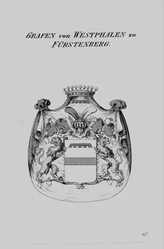 Westphalen Fürstenberg Wappen coat of arms heraldry Heraldik Kupferstich