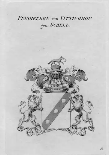 Vittinghof Schell Wappen Adel coat of arms heraldry Heraldik Kupferstich