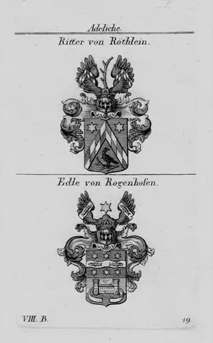 Röthlein Rogenhofen Wappen Adel coat of arms heraldry Heraldik Kupferstich