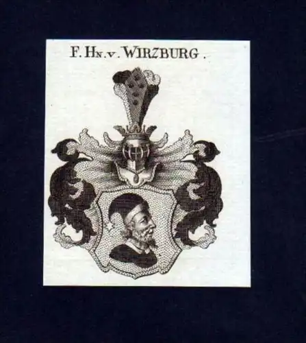 Freiherren v. Wirzburg Würzburg Kupfer Wappen