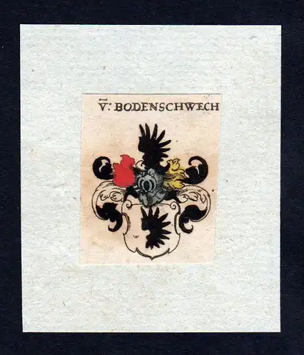 h. Bodenschwech Wappen coat of arms heraldry Heraldik  Kupferstich