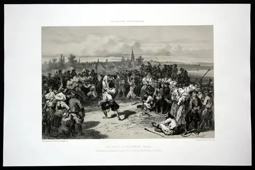 Une lutte a Rosporden - Rosporden vue lutte Kampf Bretagne Frankreich France Lithographie